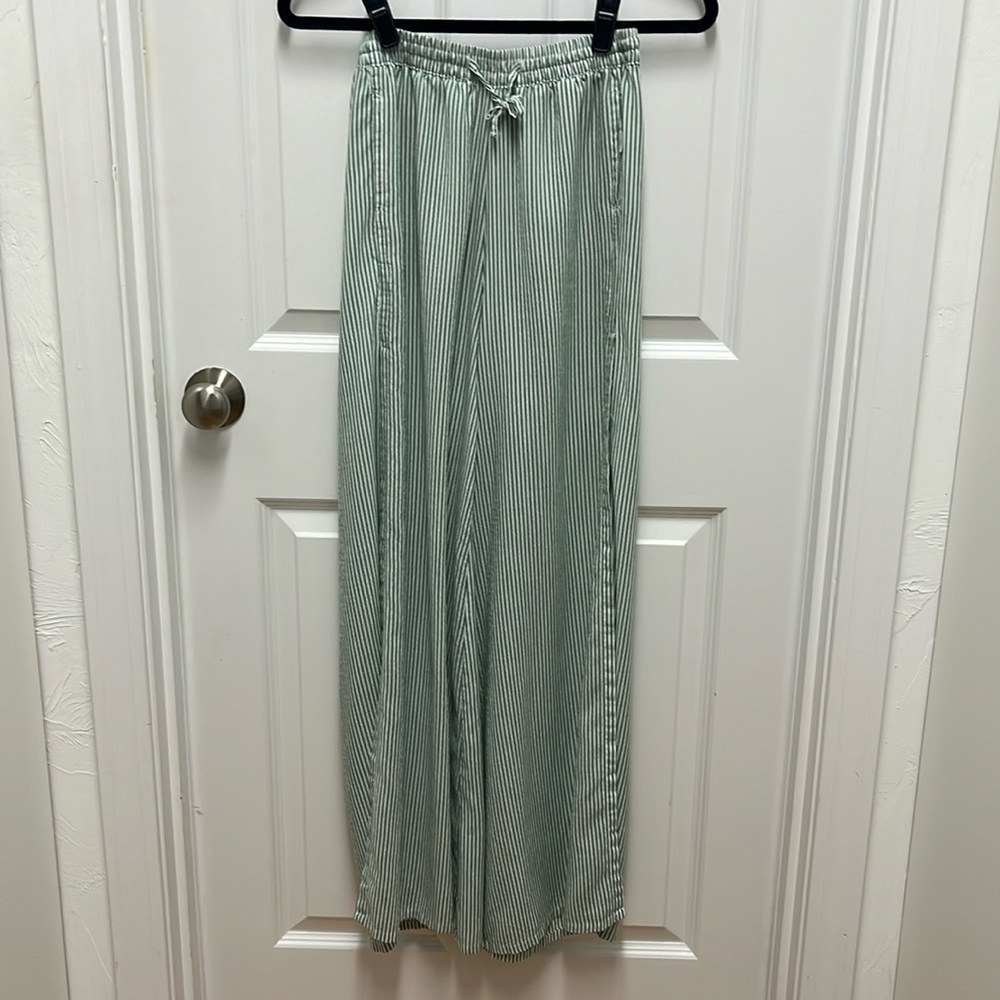 Onia Chloe Striped Split Side Beach Coverup Wide Leg Pants
